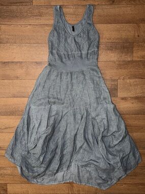 INIZIO Size Small Magic Sleeveless Linen Dress Copenhagen Lagenlook Artsy Cute S